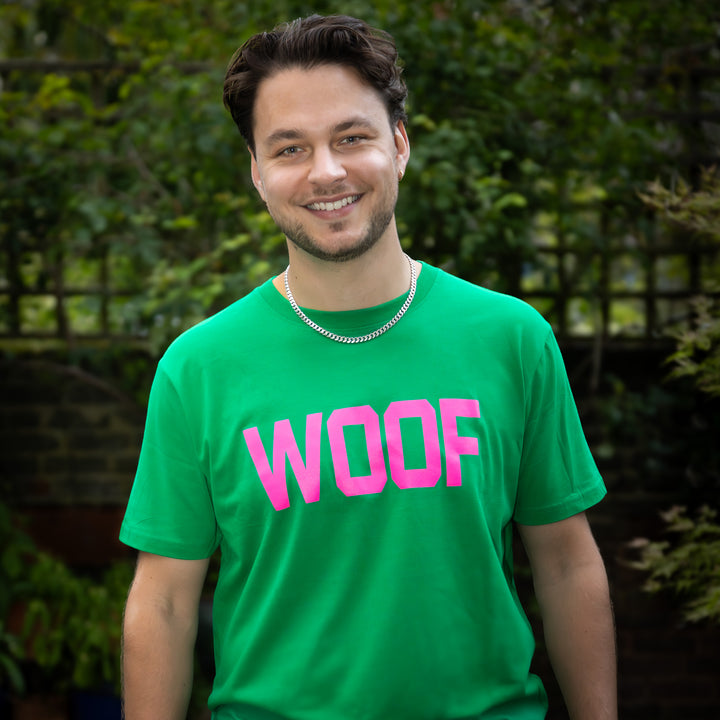 Neon Pink Woof Unisex T-Shirt