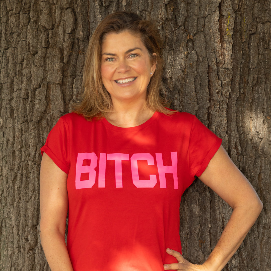 Neon Pink Bitch Women's Fitted T-Shirt