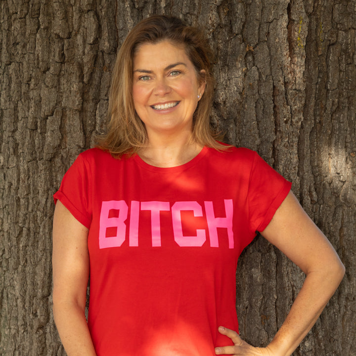 Neon Pink Bitch Women's Fitted T-Shirt