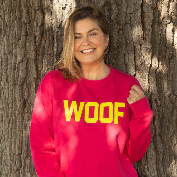 Neon Yellow Woof Unisex Sweatshirt