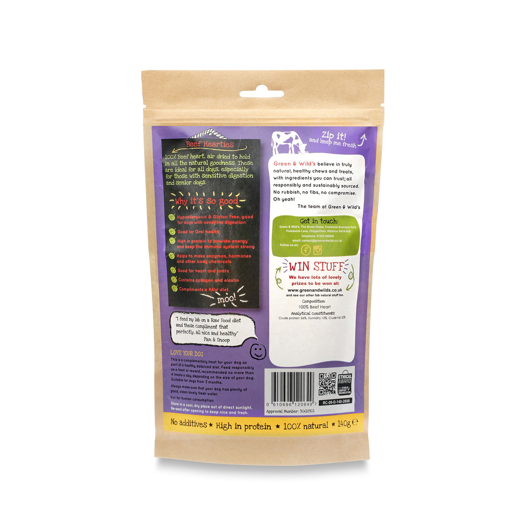 Beef Hearties - House Of Dog - Healthy Dog Treats - Grain Free Beef Hearts Chews