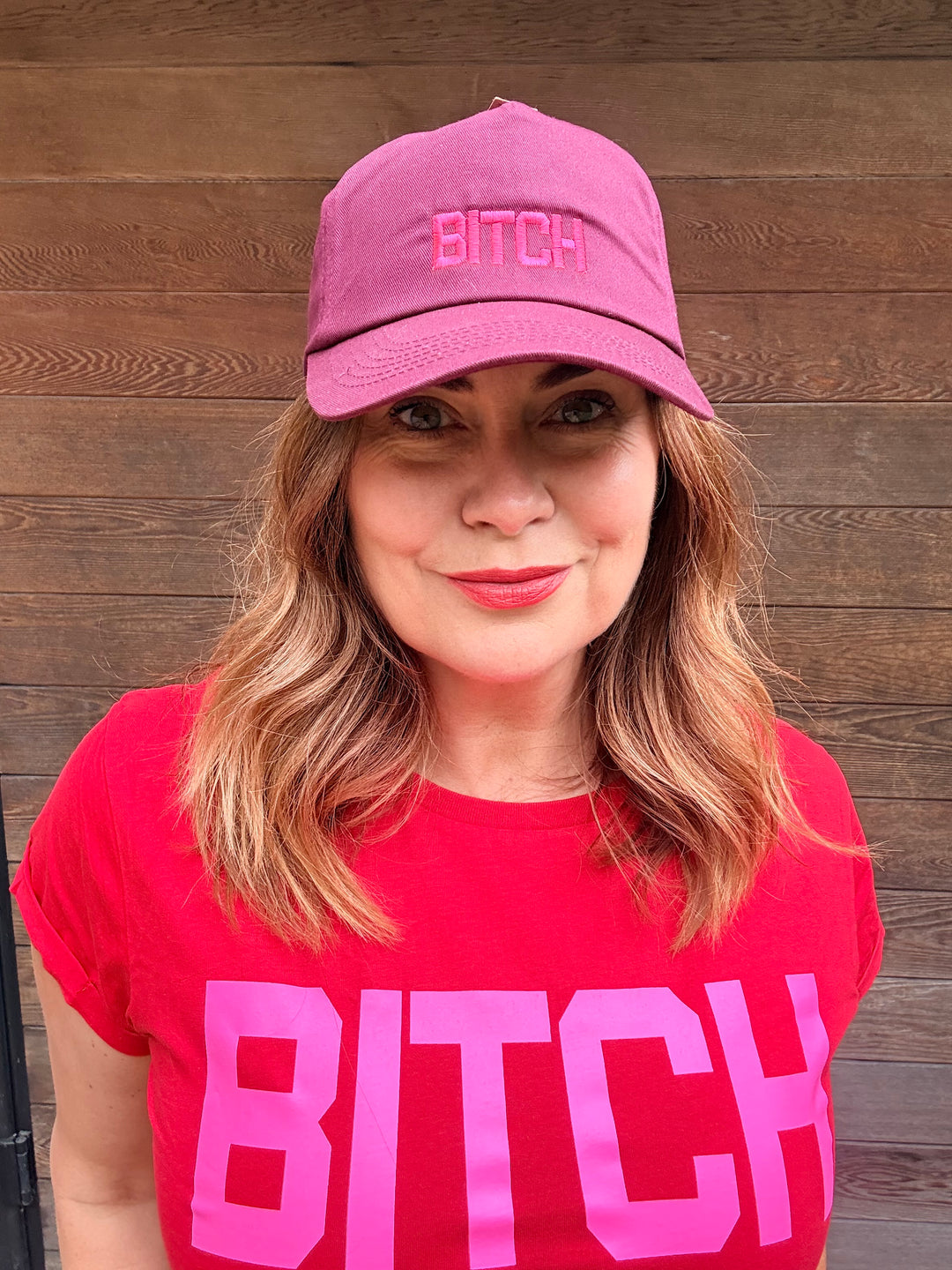 Neon Pink Bitch Women's Fitted T-Shirt