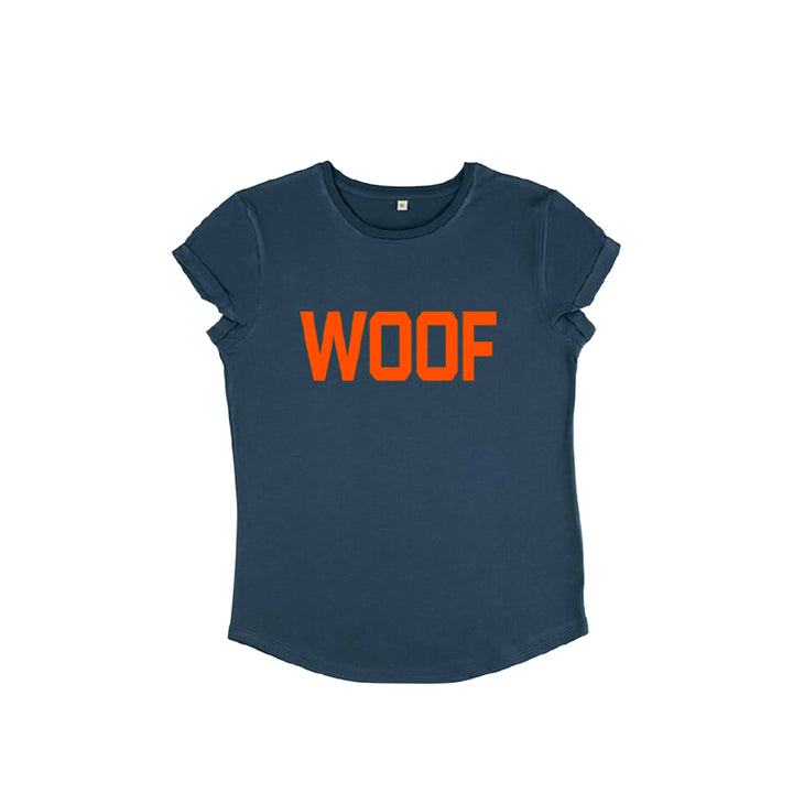 Neon Orange Woof Slogan Fitted T-Shirt