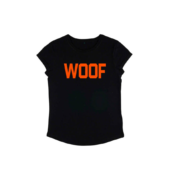 Neon Orange Woof Slogan Fitted T-Shirt