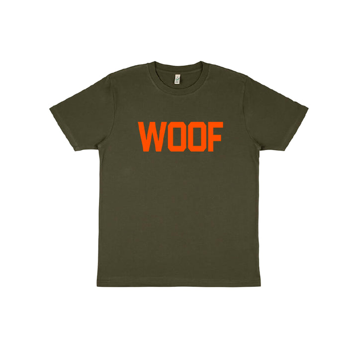Neon Orange Woof Unisex T-Shirt