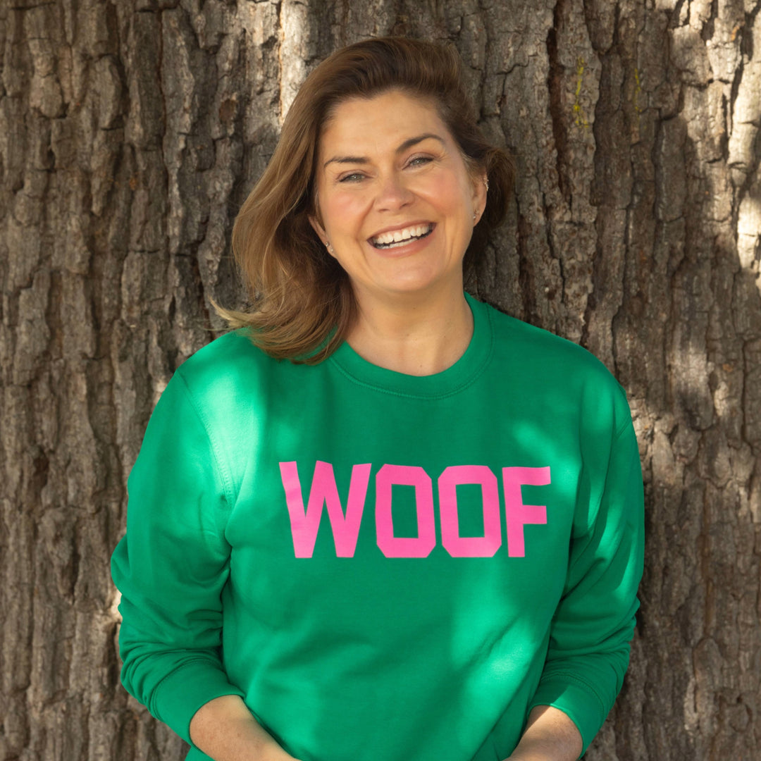 Neon Pink Woof Unisex Sweatshirt