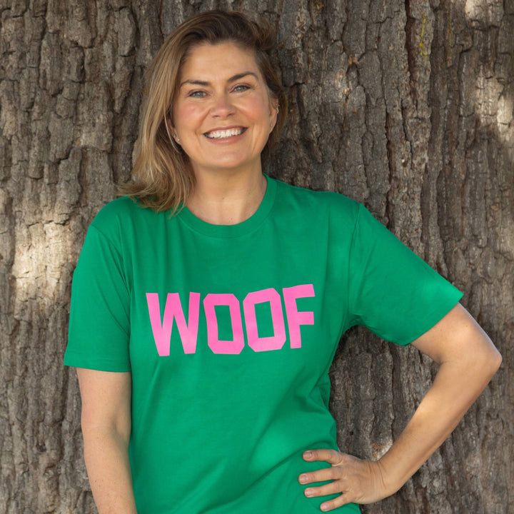 Neon Pink Woof Unisex T-Shirt